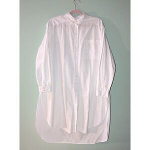 Anthropologie Maeve Tunic Poplin White Button Down Shirt Dress